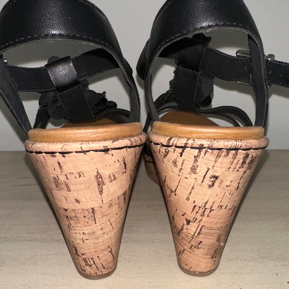 Born Concept Black Floral T-Strap Wedges - Picture 9 of 9